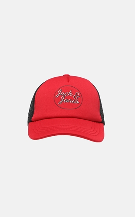 JACK & JONES-Ανδρικό καπέλο jockey JACK & JONES 12225708 JACDENNIS TRUCKER κόκκινο